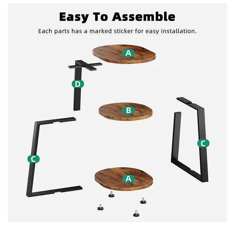 Modern European Design Iron Frame Wooden Top Durable Coffee Table with Easy Assembly for Living Room Home Furniture