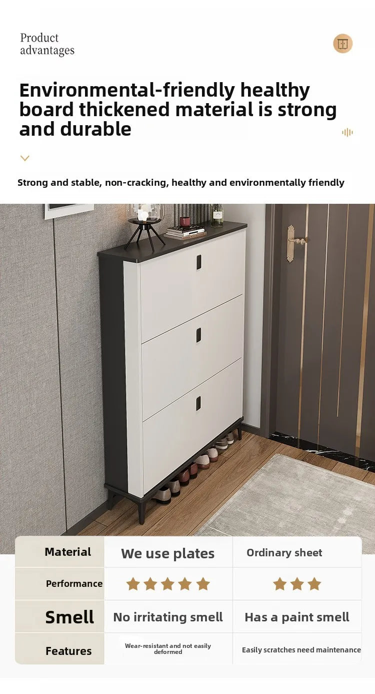 Ultra-Thin Entryway Shoe Cabinet with  Large Capacity Flip-Type Storage Luxury Home Furniture