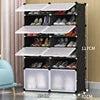 Multi-Tier Extendable Foldable Plastic Shoe Rack Cabinet Modern Waterproof Home Furniture Tool-free Assembly for Living Room