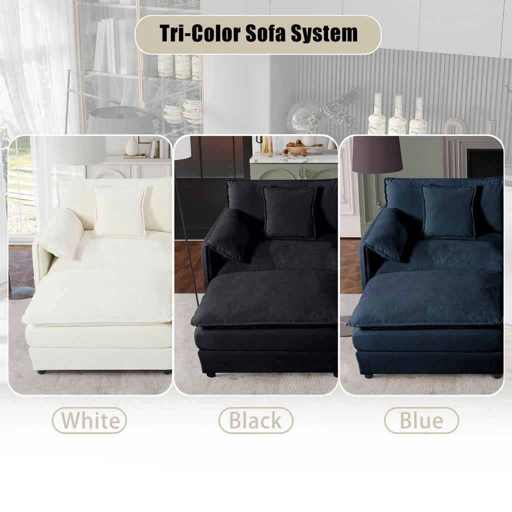Modern Oversized Lounge Sofa Ottoman Set Soft Chenille Upholstery Adjustable Height Backless Armless Movable Furniture Sets