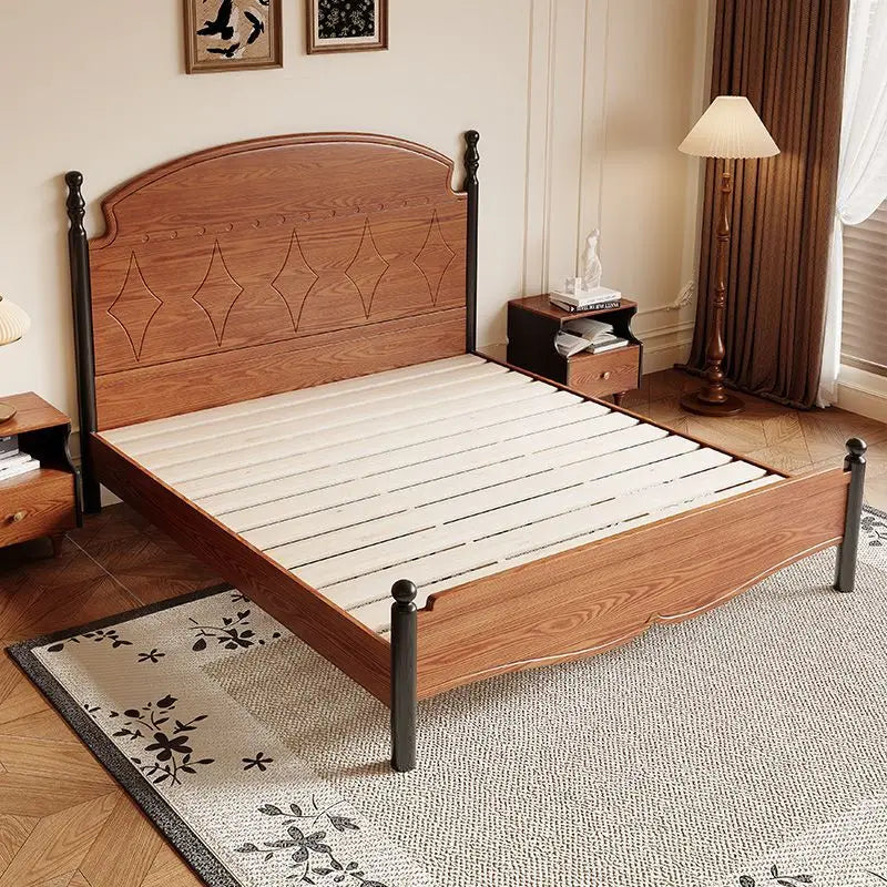 Hotel Bedroom Furniture Wholesale Price Customized Ancient Chinese Style Ash Wood Durable & Eco-Friendly King Size Double Bed