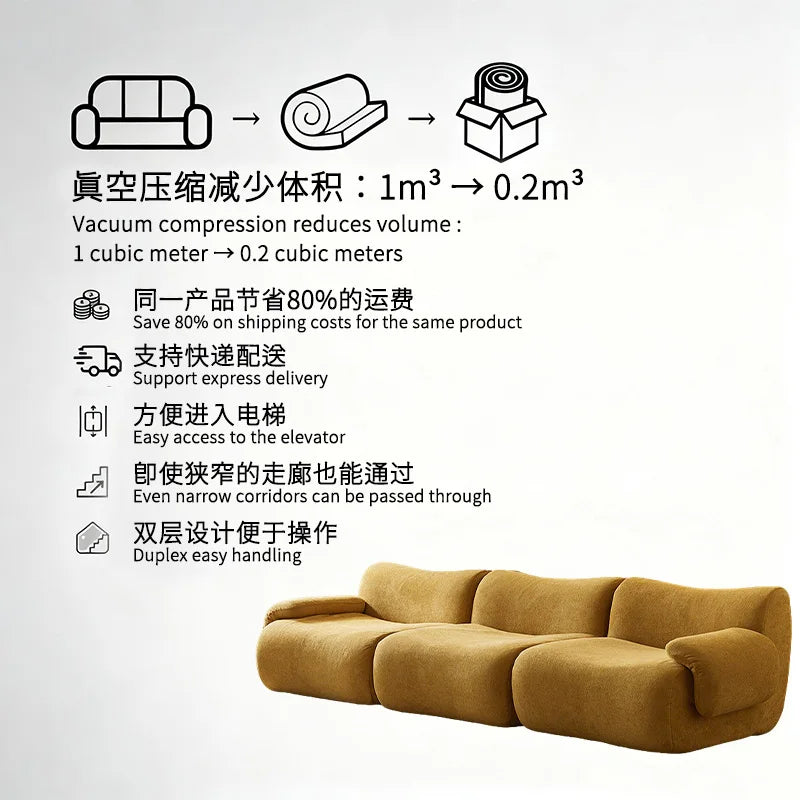 Compressed Modular Soft Sponge Upholstered Sofa Bed Sectional Sofa Set Modern Living Room Furniture China Manufacturer