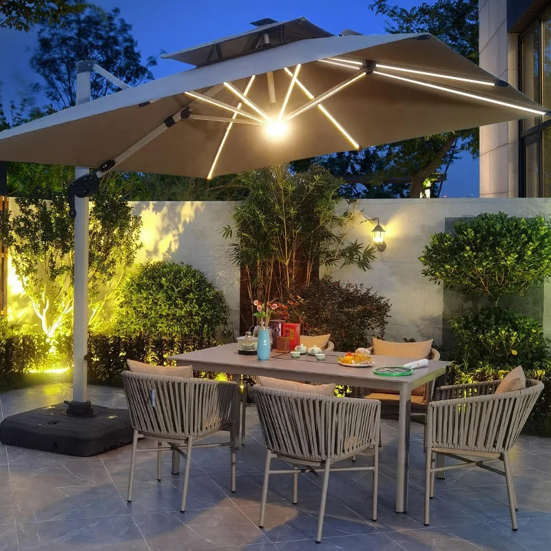[280 Grams Canopy Polyester]Creative Outdoor Beach Parasols Sun Umbrella Prefect Decor Result Led Light Garden Furniture