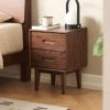 F8021 Nordic Style Solid Oak Wood Bedroom Furniture 2 Drawers Nightstand Bedside Table