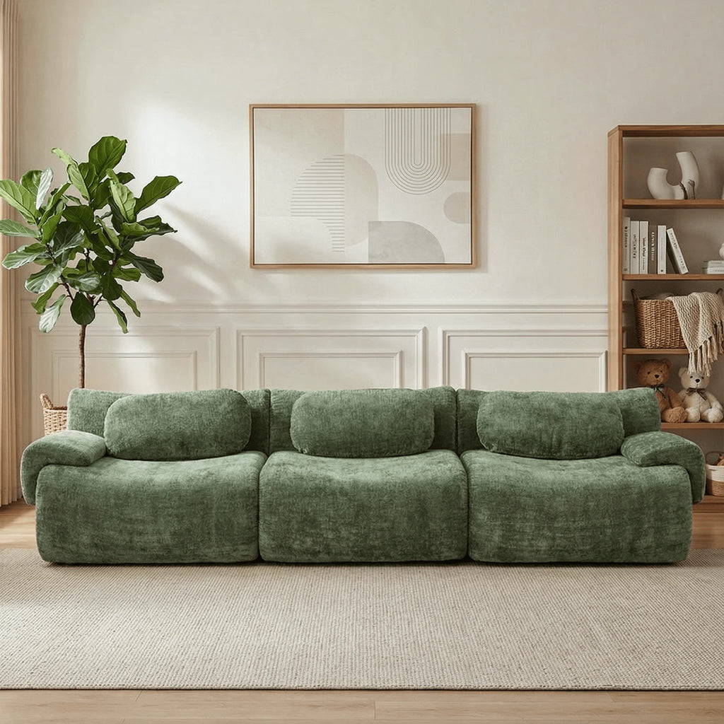 USA Warehouse Free Shipping Living Room Furniture Nephele Wave-Shaped Sectional Compressed Modular Sofa