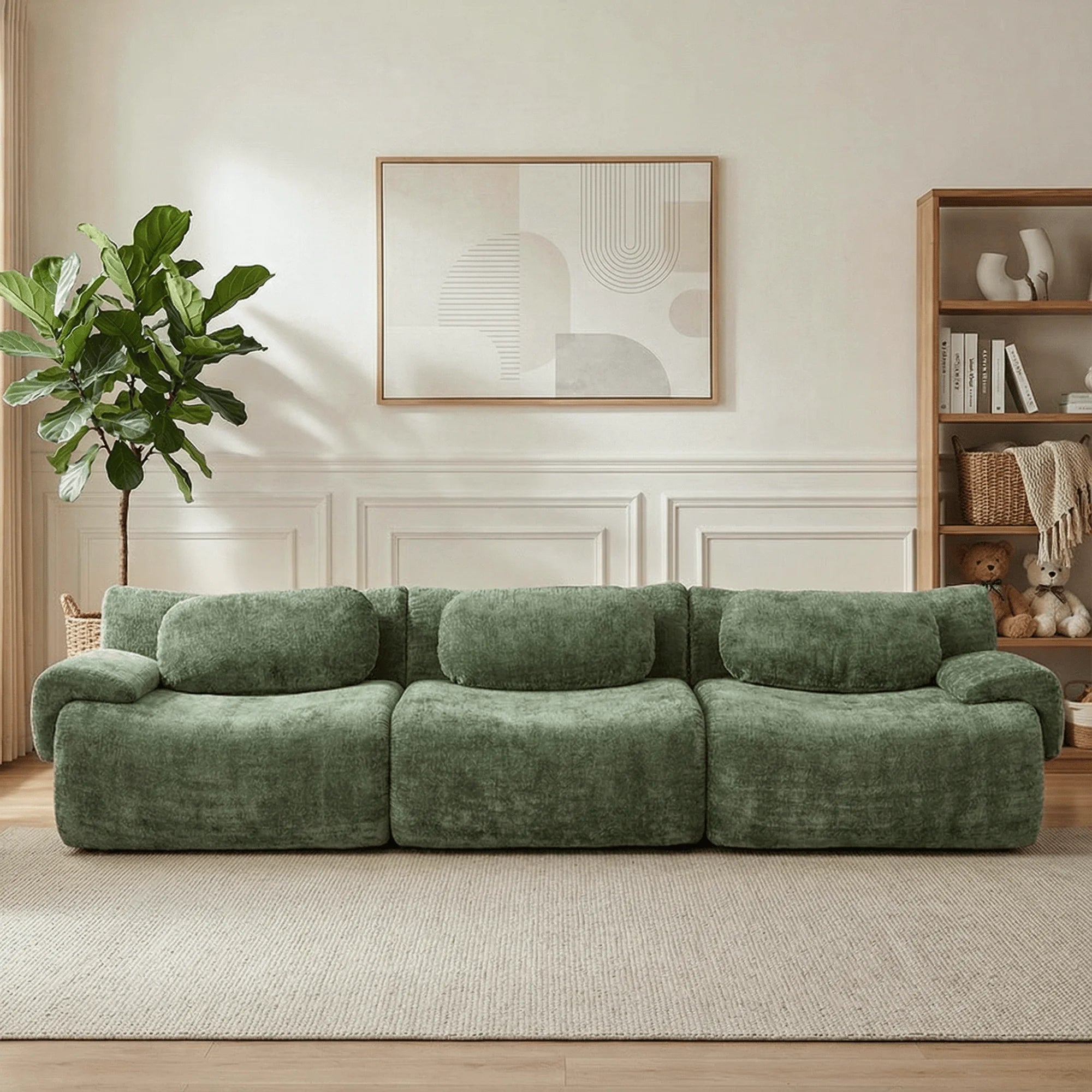 USA Warehouse Free Shipping Living Room Furniture Nephele Wave-Shaped Sectional Compressed Modular Sofa