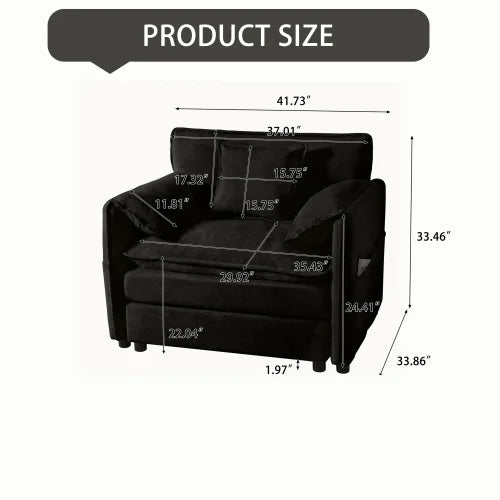 Modern Oversized Lounge Sofa Ottoman Set Soft Chenille Upholstery Adjustable Height Backless Armless Movable Furniture Sets