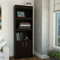 HMS 71 Light Gray Three-Tier Wood Bookcase with Two Doors for Home Office Workshop Living Room Functional Living Room Furniture
