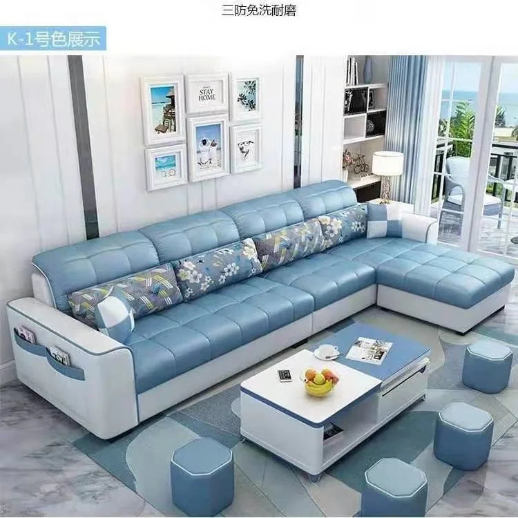 Living Room Furniture Best Fabric Nano Technology Fabric Sofa  L Shape Three Anti Wash Wear Resistant Sofa Bed
