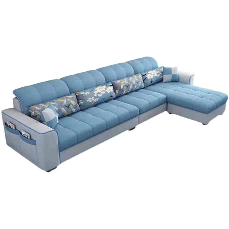 Living Room Furniture Best Fabric Nano Technology Fabric Sofa  L Shape Three Anti Wash Wear Resistant Sofa Bed
