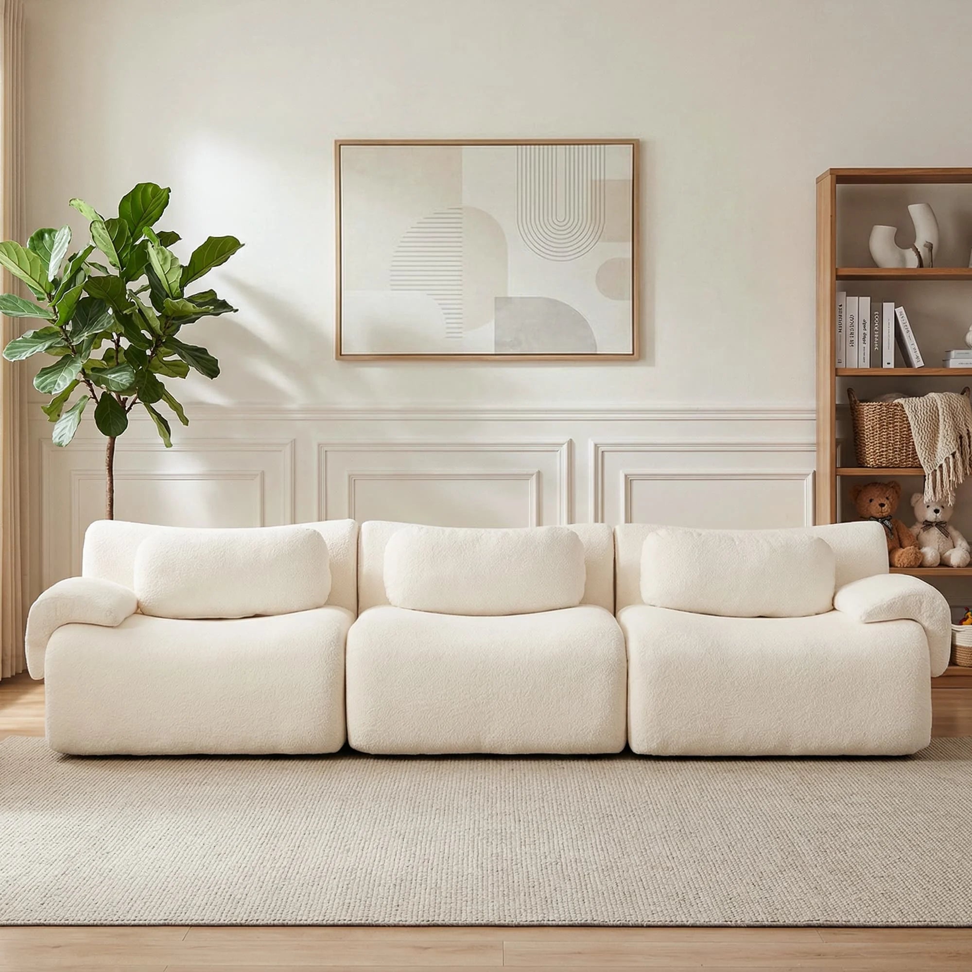 USA Warehouse Free Shipping Living Room Furniture Nephele Wave-Shaped Sectional Compressed Modular Sofa