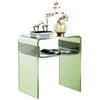 2-Tier Green Acrylic Contemporary Bedside Nightstand Coffee Table for Bedroom and Living Room Home Decor Furniture