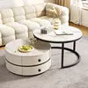 Small Apartment Living Room Modern Rock Slab Movable Coffee Table with Wheels Light Luxury High-End Home Furniture