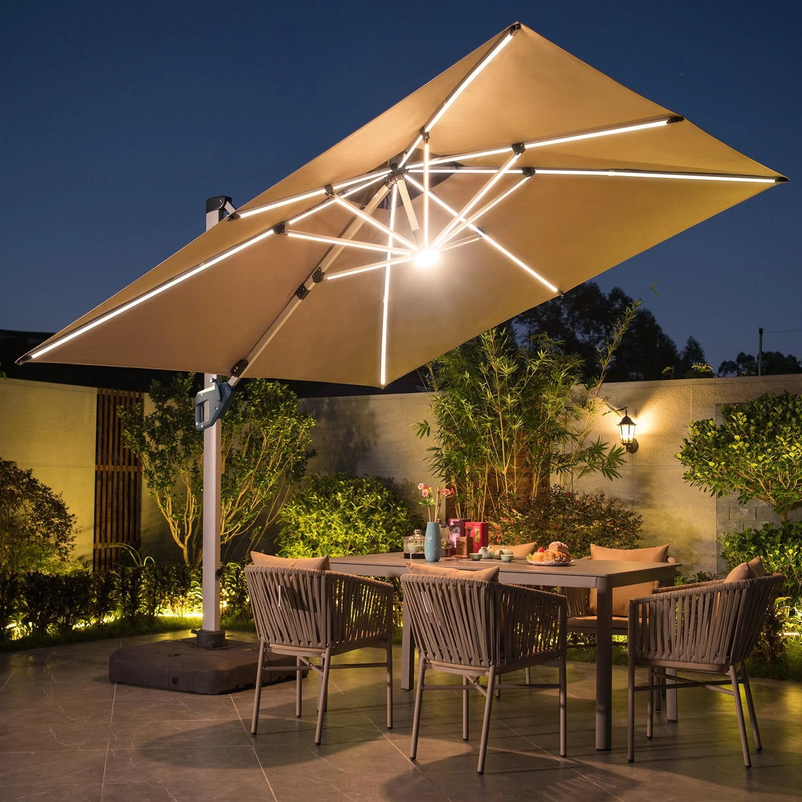 [280 Grams Canopy Polyester]Creative Outdoor Beach Parasols Sun Umbrella Prefect Decor Result Led Light Garden Furniture