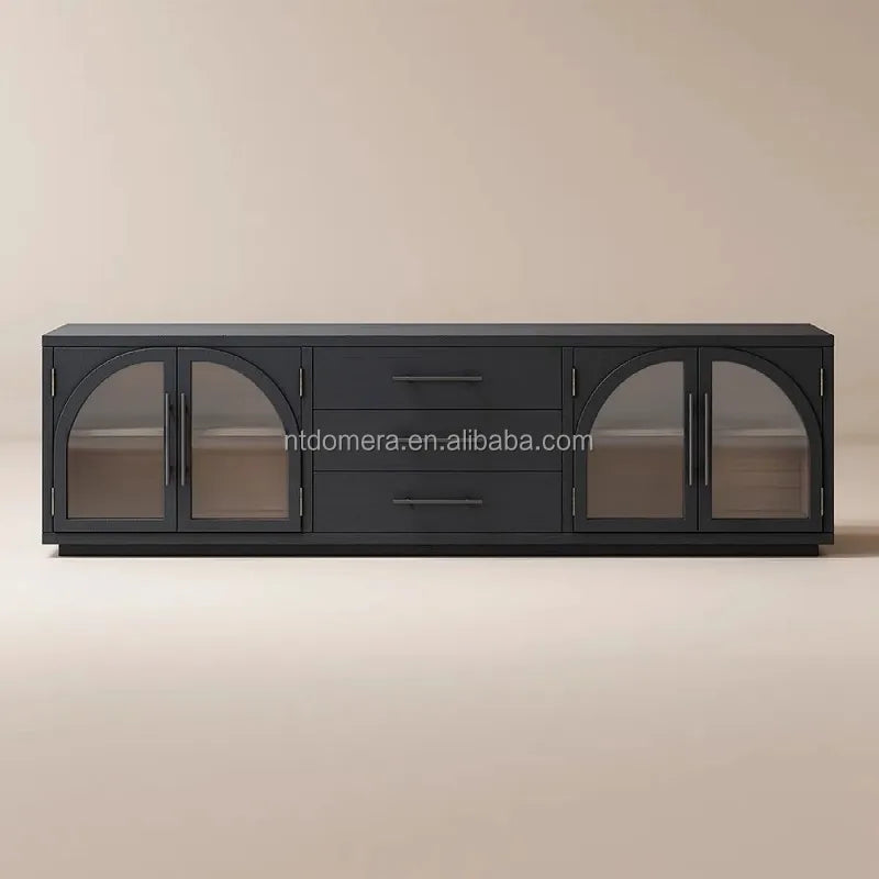 French Retro Solid Wood TV Cabinet Handmade Modern Design for Home Hotel Living Room Dining Space-Saving Furniture