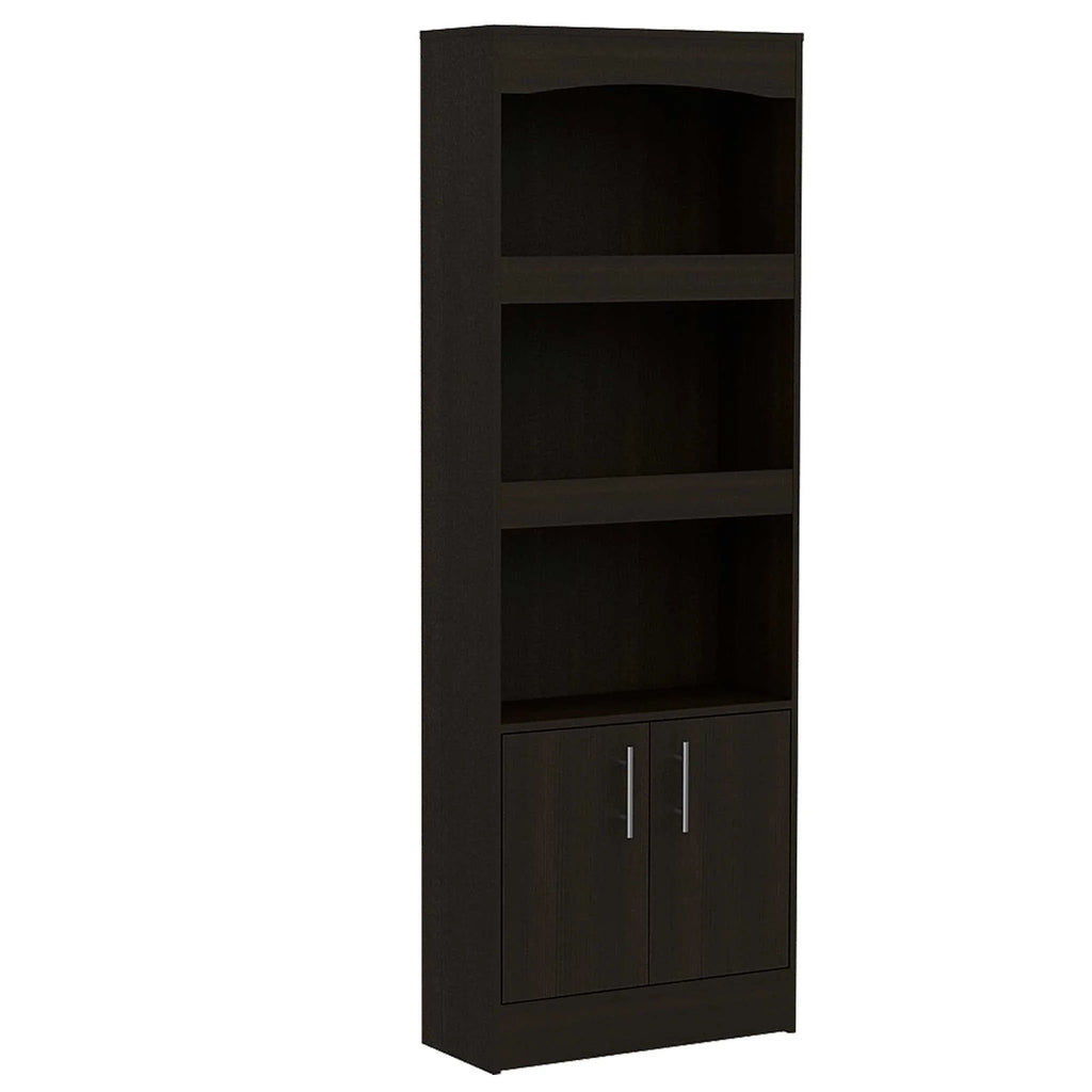 HMS 71 Light Gray Three-Tier Wood Bookcase with Two Doors for Home Office Workshop Living Room Functional Living Room Furniture