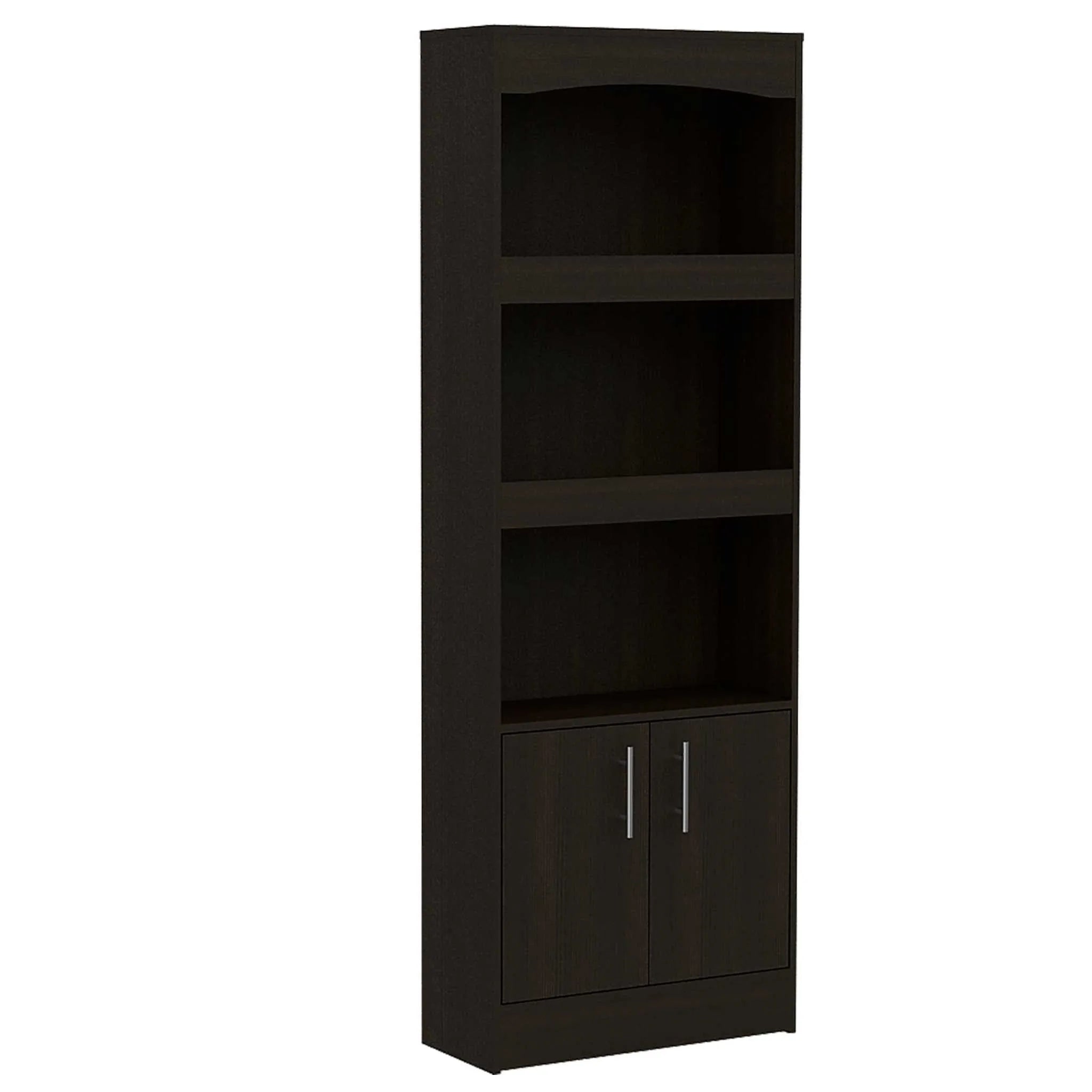 HMS 71 Light Gray Three-Tier Wood Bookcase with Two Doors for Home Office Workshop Living Room Functional Living Room Furniture