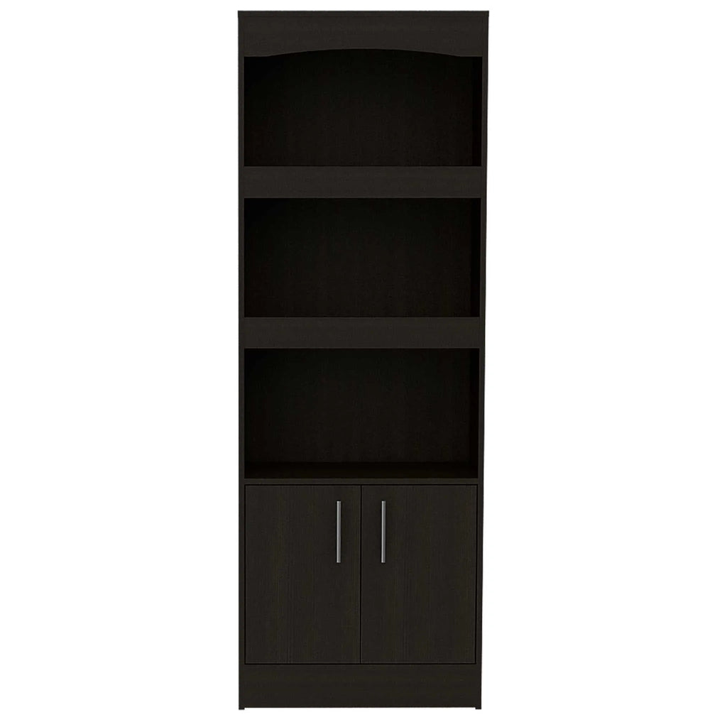 HMS 71 Light Gray Three-Tier Wood Bookcase with Two Doors for Home Office Workshop Living Room Functional Living Room Furniture