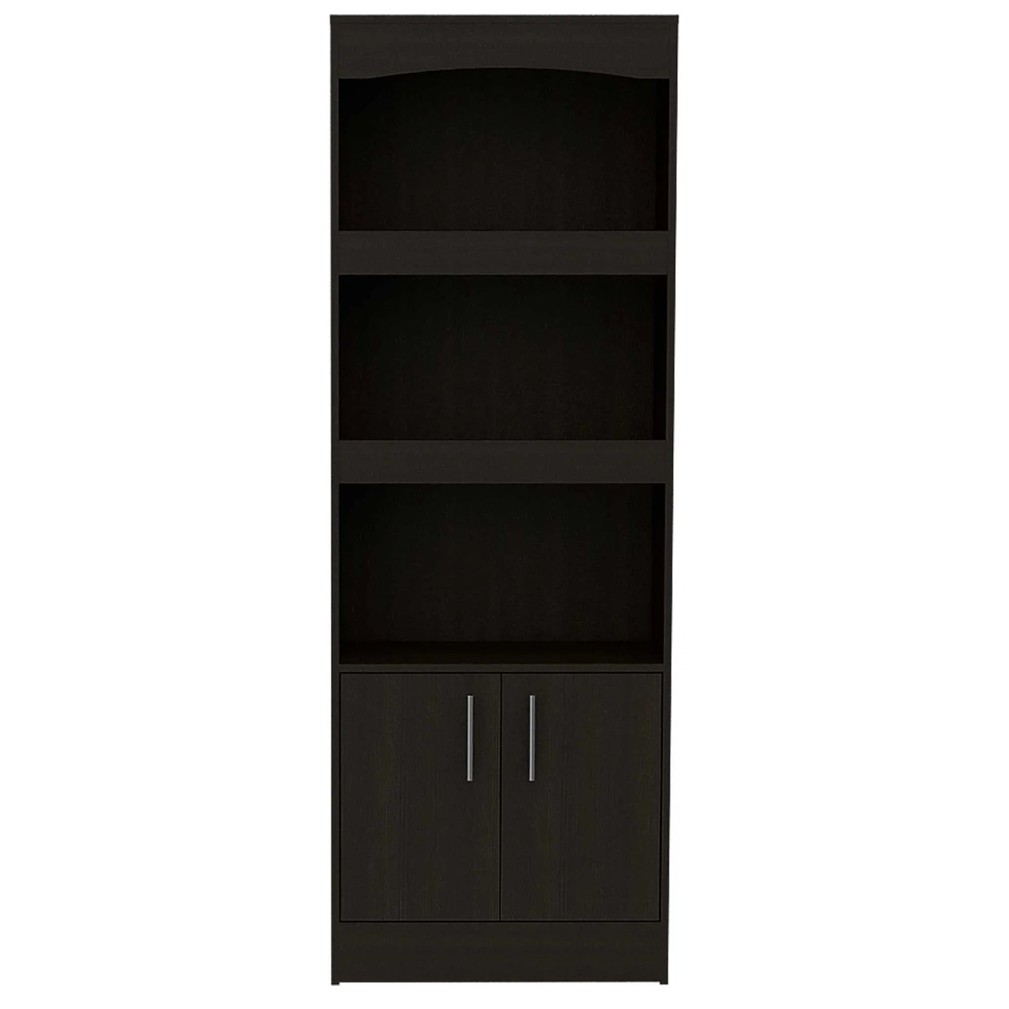 HMS 71 Light Gray Three-Tier Wood Bookcase with Two Doors for Home Office Workshop Living Room Functional Living Room Furniture