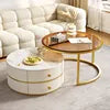 Small Apartment Living Room Modern Rock Slab Movable Coffee Table with Wheels Light Luxury High-End Home Furniture