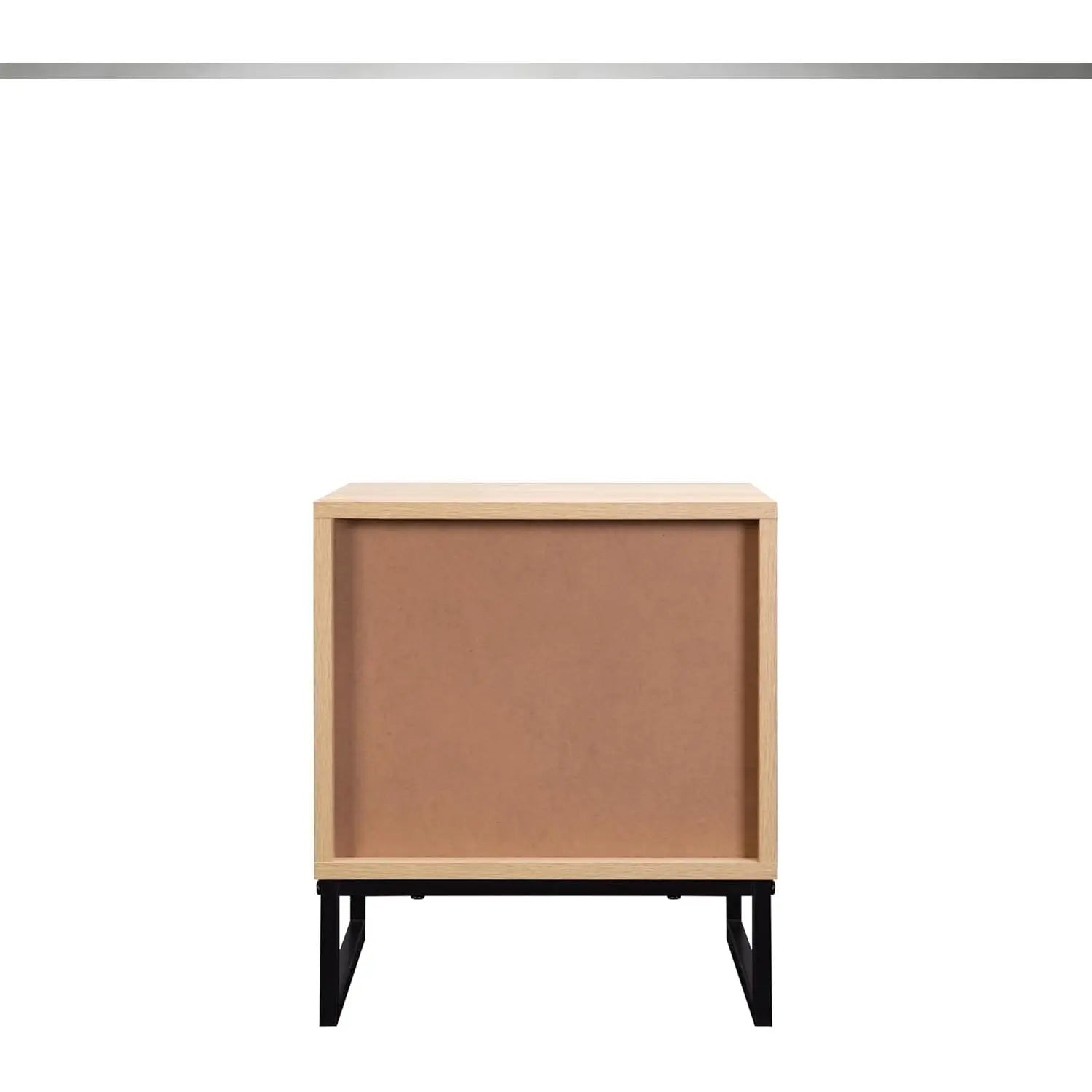 Coastal Modern Side Table with Drawer Natural Birch Wood Top and Black Metal Legs for Living Room Furniture