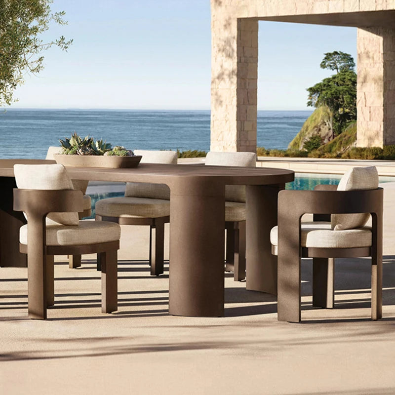 Modern Garden Teak Outdoor Furniture Sofa Set Hotel Simple Weatherproof Fabric Waterproof Open Air  Patio Garden Furniture