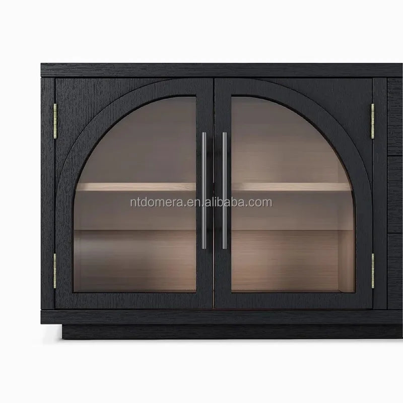 French Retro Solid Wood TV Cabinet Handmade Modern Design for Home Hotel Living Room Dining Space-Saving Furniture
