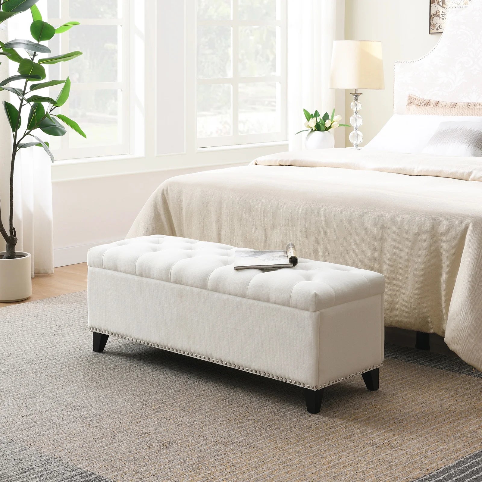 Modern Storage Ottoman Bench Home Stool for Entry Living Room Furniture Bed End Bench Ottoman for Bedroom