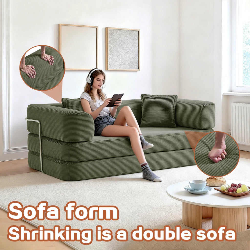 Tik Tok Hot Selling 2026 Modern Vacuum Compression Corduroy Sofa Bed US Local Warehouse Furniture Dropship and Free Shipping