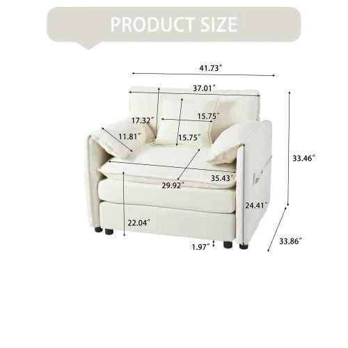 Modern Oversized Lounge Sofa Ottoman Set Soft Chenille Upholstery Adjustable Height Backless Armless Movable Furniture Sets