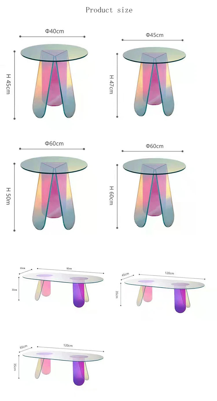 Nordic Modern Edge Rainbow Acrylic Transparent Coffee Table  Home Furniture for Dining Room or Apartment for Hotels