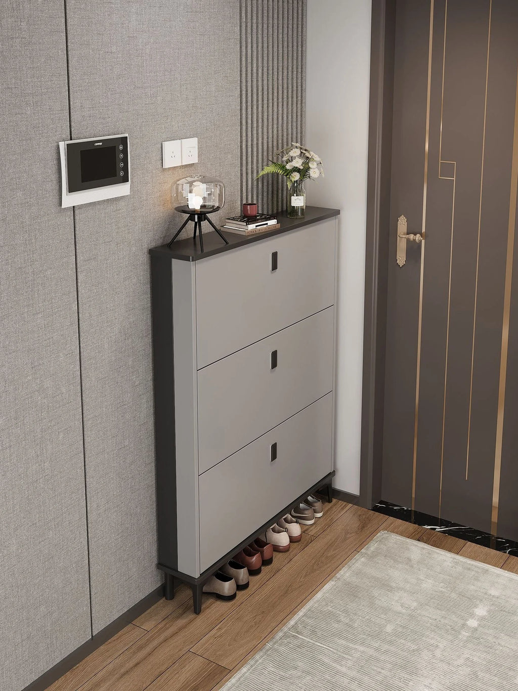 Ultra-Thin Entryway Shoe Cabinet with  Large Capacity Flip-Type Storage Luxury Home Furniture