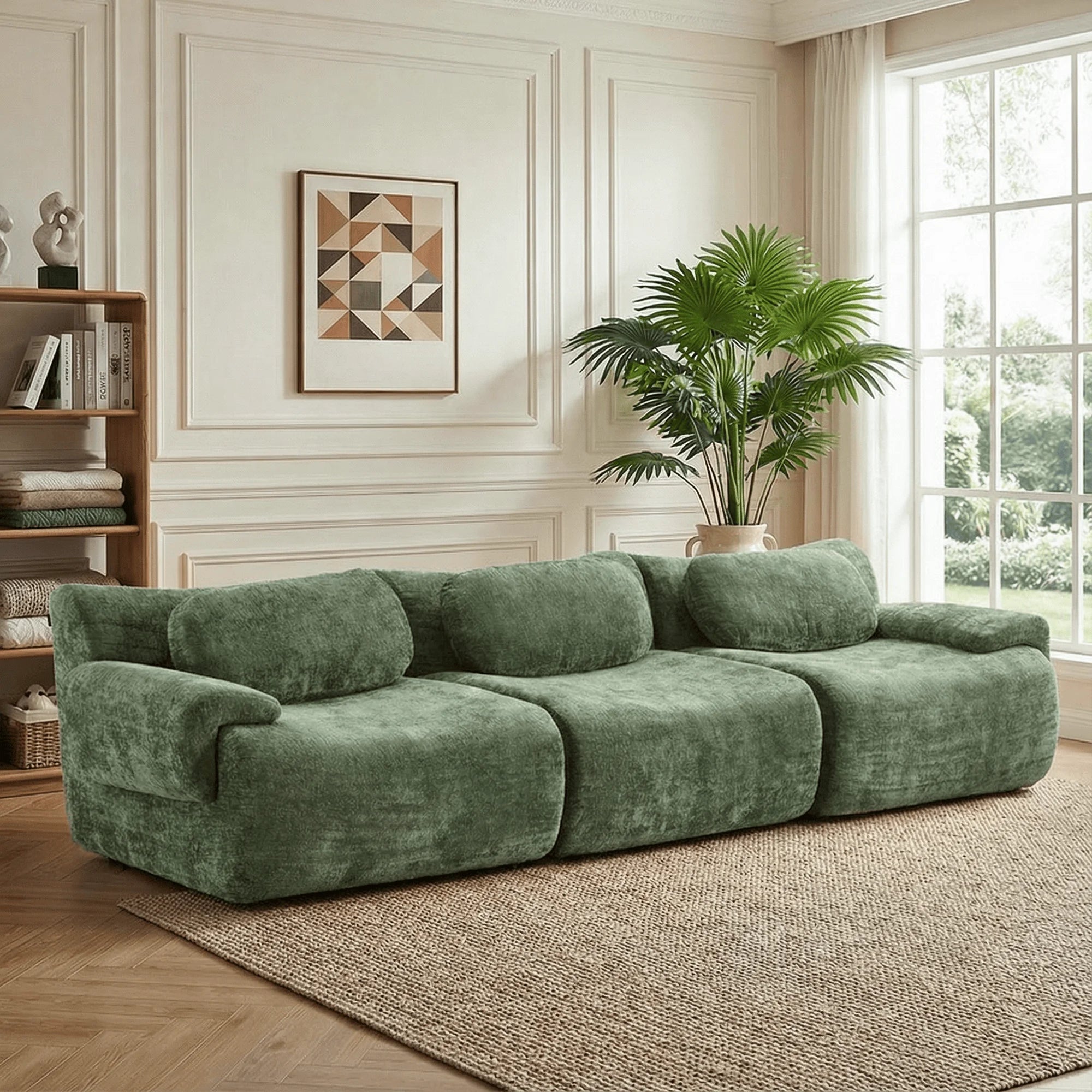 USA Warehouse Free Shipping Living Room Furniture Nephele Wave-Shaped Sectional Compressed Modular Sofa