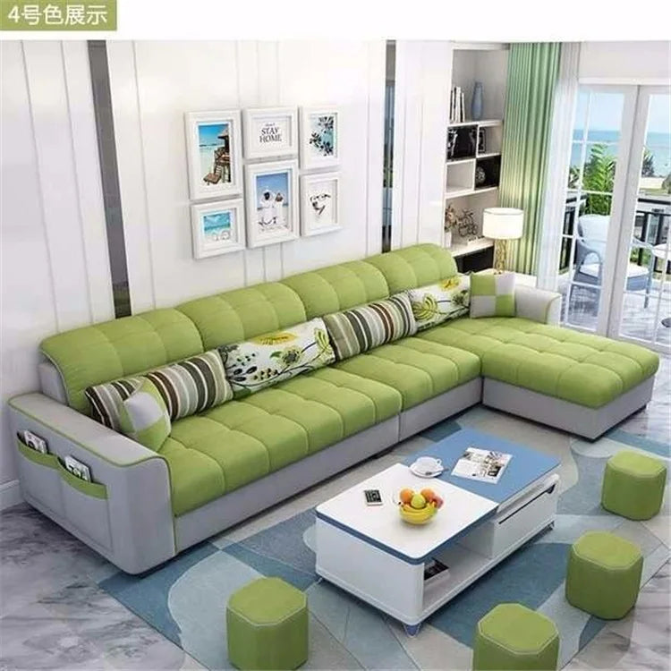 Living Room Furniture Best Fabric Nano Technology Fabric Sofa  L Shape Three Anti Wash Wear Resistant Sofa Bed