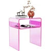 2-Tier Green Acrylic Contemporary Bedside Nightstand Coffee Table for Bedroom and Living Room Home Decor Furniture
