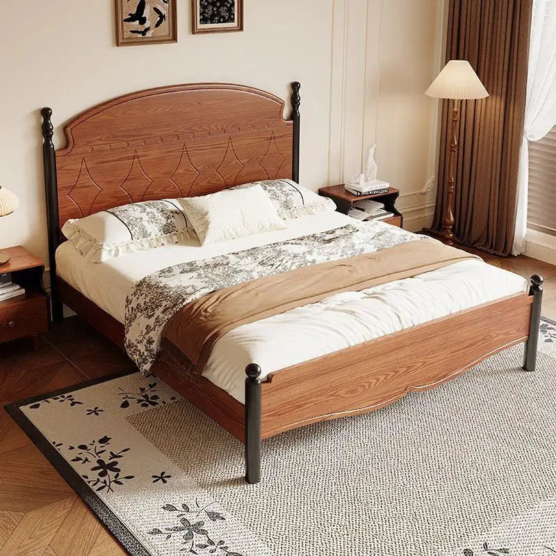Hotel Bedroom Furniture Wholesale Price Customized Ancient Chinese Style Ash Wood Durable & Eco-Friendly King Size Double Bed