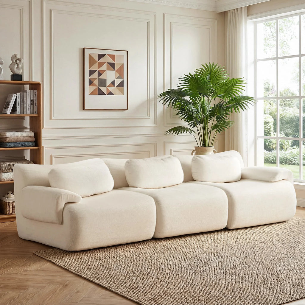 USA Warehouse Free Shipping Living Room Furniture Nephele Wave-Shaped Sectional Compressed Modular Sofa