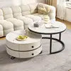 Small Apartment Living Room Modern Rock Slab Movable Coffee Table with Wheels Light Luxury High-End Home Furniture