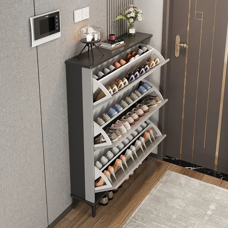 Ultra-Thin Entryway Shoe Cabinet with  Large Capacity Flip-Type Storage Luxury Home Furniture