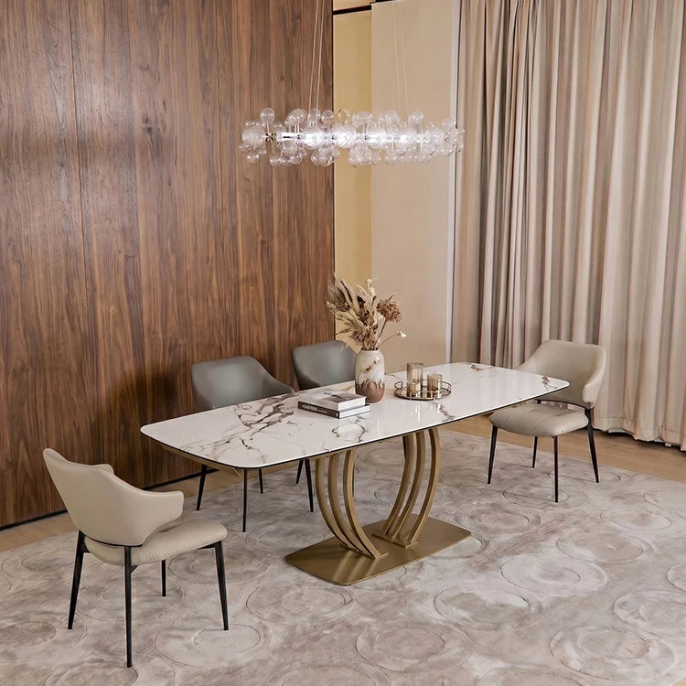 7-day Shipping Home Furniture Sintered Stone Top Rectangle Extendable Dining Table 6 8seater