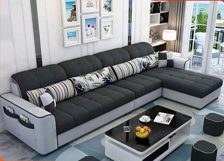 Living Room Furniture Best Fabric Nano Technology Fabric Sofa  L Shape Three Anti Wash Wear Resistant Sofa Bed