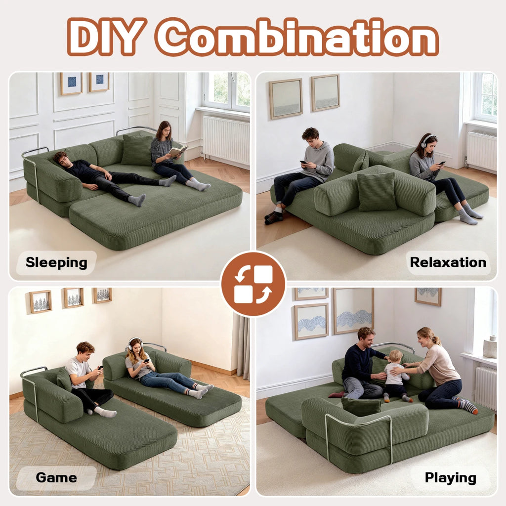 Tik Tok Hot Selling 2026 Modern Vacuum Compression Corduroy Sofa Bed US Local Warehouse Furniture Dropship and Free Shipping