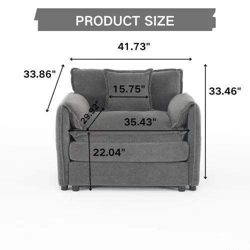 Modern Oversized Lounge Sofa Ottoman Set Soft Chenille Upholstery Adjustable Height Backless Armless Movable Furniture Sets