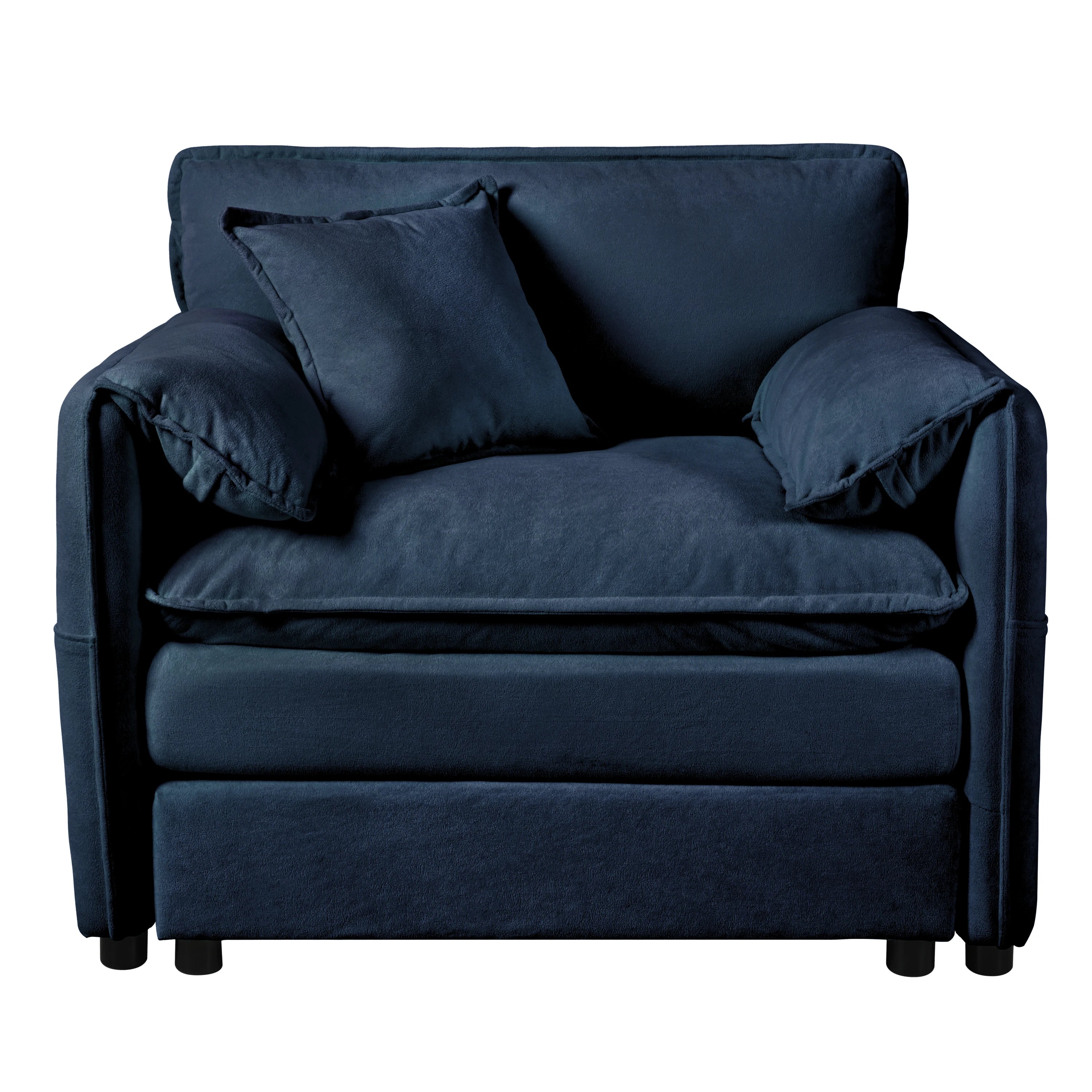 Modern Oversized Lounge Sofa Ottoman Set Soft Chenille Upholstery Adjustable Height Backless Armless Movable Furniture Sets