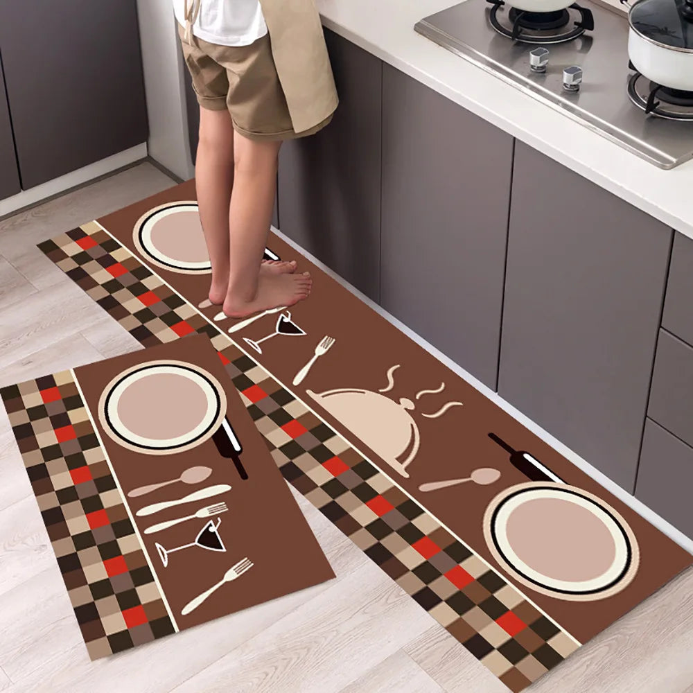 Crystal velvet kitchen mat non-slip, oil-proof, erasable, non-washable, waterproof, oil-absorbent and dirty-resistant carpet