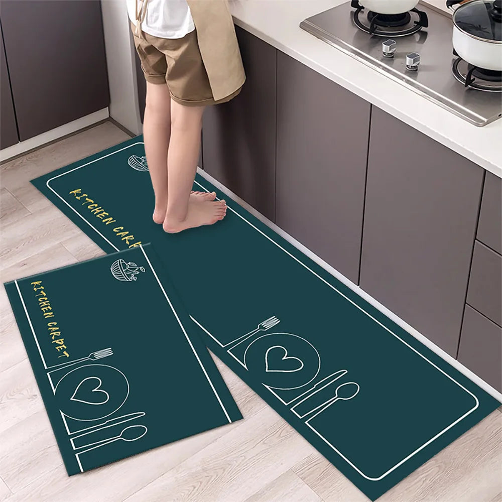 Crystal velvet kitchen mat non-slip, oil-proof, erasable, non-washable, waterproof, oil-absorbent and dirty-resistant carpet
