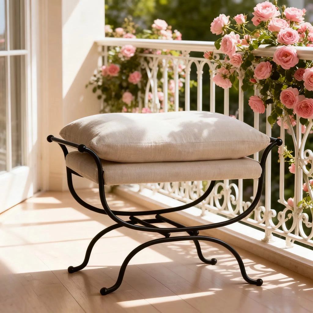 French dressing stool Footrest Ottoman furniture bedroom designer dressing stool retro iron shoe changing stool tea stool edge s