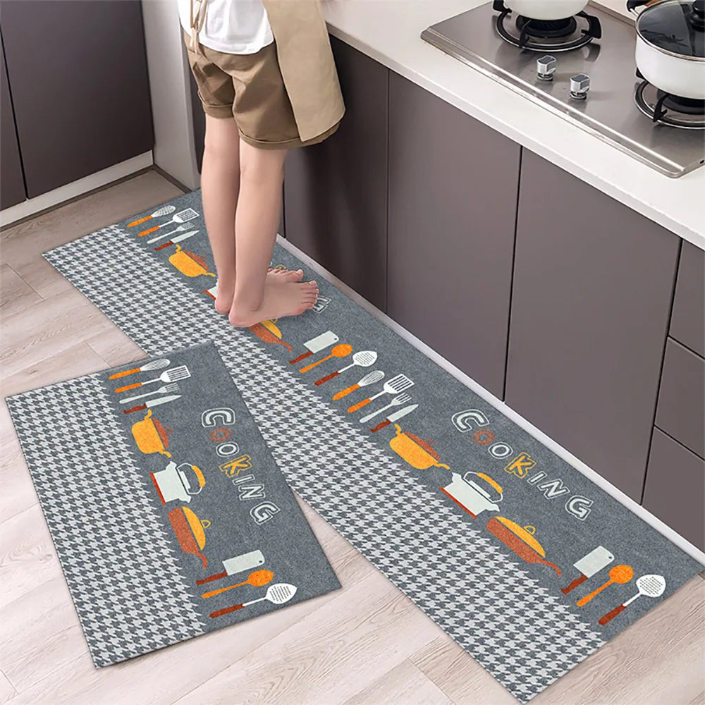 Crystal velvet kitchen mat non-slip, oil-proof, erasable, non-washable, waterproof, oil-absorbent and dirty-resistant carpet