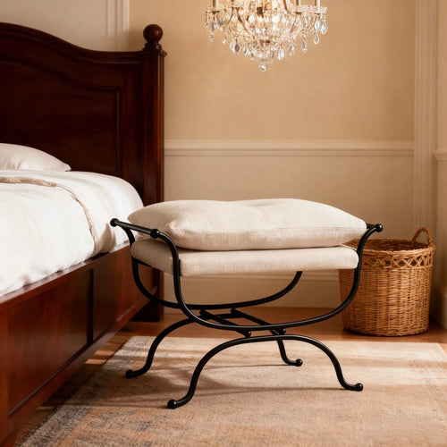 French dressing stool Footrest Ottoman furniture bedroom designer dressing stool retro iron shoe changing stool tea stool edge s