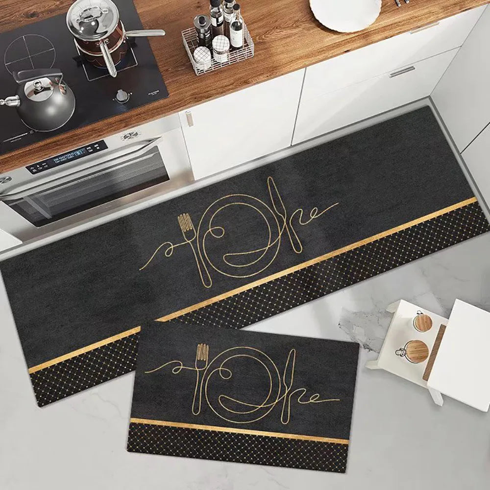 Crystal velvet kitchen mat non-slip, oil-proof, erasable, non-washable, waterproof, oil-absorbent and dirty-resistant carpet